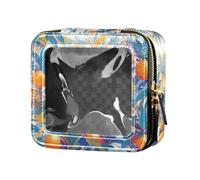 FRODOTGV Borsa per trucco trasparente con texture glitterata rossa per ragazze e donne organizer per cosmetici per la cura della pelle, Frutti d'arancia con motivo, 1 Size