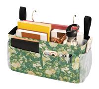 FRODOTGV Borsa portaoggetti da appendere al comodino con grandi tasche e portabottiglie per comodino e mensola per letto a castello, colore: verde