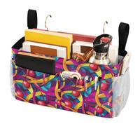 FRODOTGV Borsa portaoggetti da appendere al comodino con illustrazione di ciliegie, con grandi tasche e portabottiglie, per casa, università, dormitorio, letto a castello, letto d'ospedale, culla