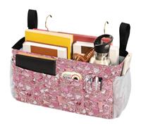FRODOTGV Borsa portaoggetti da comodino con cinghie fisse e portabottiglie da appendere, organizer per libri, telefoni cellulari, chiavi, bottiglia d'acqua, oro rosa, glitter rosa