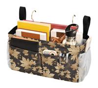 FRODOTGV Borsa portaoggetti da comodino con cinghie fisse e portabottiglie da appendere, organizer per comodino e letto a castello, portaoggetti per casa, dormitorio, letto a castello, foglie d'acero