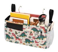 FRODOTGV Borsa portaoggetti da comodino con cinghie fisse e portabottiglie da appendere per bottiglie d'acqua, riviste, telefono, occhiali, dinosauro Rex Natale