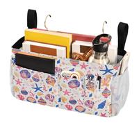FRODOTGV Borsa portaoggetti da comodino con conchiglie di diverse forme e stelle marine, con grandi tasche e portabottiglie, organizer da appendere per dormitorio universitario, letto a castello e