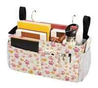 FRODOTGV Borsa portaoggetti da comodino con tasche organizer da appendere per dormitorio universitario, letto d'ospedale, sponde per lettino per bambini, simpatiche zampe di cane