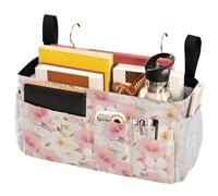 FRODOTGV Borsa portaoggetti da comodino, elegante e con motivo astratto, color oro rosa, con grandi tasche e portabottiglie, per telecomandi, dormitorio universitario, campeggio, sponde per lettini