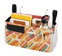 FRODOTGV Borsa portaoggetti da comodino per hot dog, senza cuciture, con cinghie fisse e porta bottiglia d'acqua, può essere posizionata per occhiali, libri, telefoni cellulari, chiavi