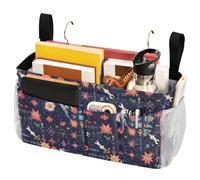 FRODOTGV Borsa portaoggetti invernale natalizia con mandala da comodino con cinghie fisse e portabottiglie d'acqua, organizer per casa, letto a castello, dormitorio, divano