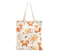 FRODOTGV Borsa tote con tasche volpe autunno foresta animale arancione tote bag tela amico regali di compleanno carino tote bag con tasche pianura tote bag da decorare, Fox Autunno Foresta Animale, 1