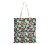 FRODOTGV Borsa tote in tela con manici per ragazza, leggera, idea regalo, albero di Natale verde e rosa, Caramelle Dolci Verdi di Natale, Taglia unica