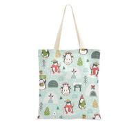 FRODOTGV Borsa tote in tela con motivo natalizio carino pinguini borsa tote con tasche borse di stoffa amici regali di compleanno tote bag pianura tote bag, Motivo natalizio con pinguini carini, 1