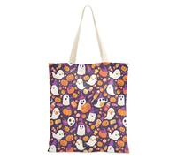 FRODOTGV Borsa tote in tela rosa e blu zucca giorno del Ringraziamento con tasche casual hostess regali per ragazza, Felice Halloween Dolcetto O scherzetto, Taglia unica