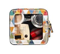FRODOTGV Borsa trasparente per il trucco, motivo patchwork creativo diverso colorato, borsa da toilette organizer per trucco, Motivo patchwork creativo diverso colorato, 1 Size