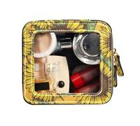 FRODOTGV Borsa trasparente per trucchi, giallo girasole disegnato a mano, borse da viaggio per articoli da toeletta borsa cosmetica con cerniera, Girasole disegnato a mano giallo, 1 Size