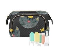 FRODOTGV Borse cosmetiche, Faces Of Cat Black, Grande borsa per il trucco, Impermeabile Donne Cambia Monete Borsa Capacità Viaggio Cosmetico, Faces Of Cat Nero, Taglia Unica, Volti di Gatto Nero,