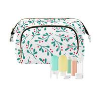 FRODOTGV Borse cosmetiche, vischio di Natale e bacche di bianco verde, borsa cosmetica di viaggio, chiave portatile della carta dei gioielli, Vischio Di Natale E Bacche Bianco Verde, 1 Size