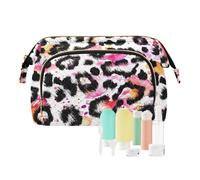 FRODOTGV Borse da toilette Borsa cosmetica per borsa Capacità Viaggio Cosmetico Portatile Trucco Periodo Borsa Astratta Leopardo Nero, Forme astratte della pelle di ghepardo leopardo nero, 1 Size