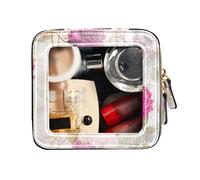 FRODOTGV Borse da viaggio moderne con fiori di rose di pesca per articoli da toeletta borsa da viaggio carina borsa per trucco trasparente organizer, Fiori di rose di pesca moderno, 1 Size