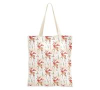 FRODOTGV Borse di tela casual con alberi di freccia rossa verde crema di Natale per ragazza borsa quotidiana con manici, Christmas Cream - Motivo Renna Colorato, Taglia unica