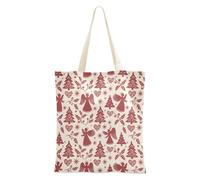 FRODOTGV Borse di tela casual con alberi di freccia rossa verde crema di Natale per ragazza borsa quotidiana con manici, Albero di Natale a forma di angelo, color crema e marrone, Taglia unica