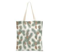 FRODOTGV Borse di tela casual con alberi di freccia rossa verde crema di Natale per ragazza borsa quotidiana con manici, Pigne di Natale color crema verde, Taglia unica
