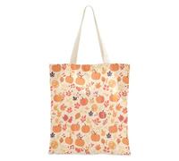 FRODOTGV Borse di tela di canapa delle zucche di autunno e delle foglie d'acero con le maniglie Borsa all'ingrosso riutilizzabile per la