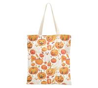FRODOTGV Borse di tela economiche in cotone con tasche per ragazze, regali riutilizzabili per hostess, dolcetto o scherzetto di Halloween felice, Modello di Halloween felice di Ognissanti, Taglia
