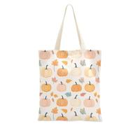 FRODOTGV Borse di tela economiche in cotone con tasche per ragazze, regali riutilizzabili per hostess, dolcetto o scherzetto di Halloween felice, Zucche raccolte autunnali, Taglia unica
