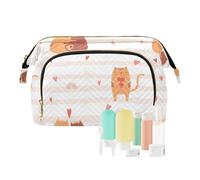 FRODOTGV Borse per il trucco da viaggio borsa cosmetica capacità viaggio cosmetici essenziali portamonete da donna carino abbracciare gatti e un gatto, Simpatico gatto che abbraccia e un gatto che
