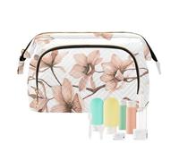FRODOTGV Borse per il trucco, motivo floreale magnolie stile acquerello, borsa cosmetica da viaggio di capacità, borsa cosmetica per cambiamenti essenziali, Floreale Pattern Magnolies Stile
