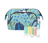 FRODOTGV Borse per il trucco, rondini volanti e fiori primaverili blu, borsa cosmetica per il trucco, borsa portatile per cambio monete da donna capacità, Rondini Volanti E Fiori Primavera Blu, 1 Size