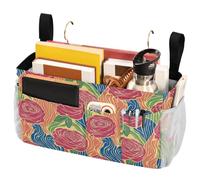 FRODOTGV Borse portaoggetti da comodino con motivo senza cuciture con rose rosse con tasche per dormitori a castello e sponde per letto d'ospedale