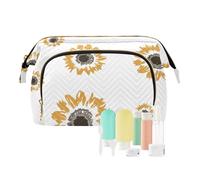 FRODOTGV Borse portatili di trucco della borsa di trucco dei girasoli del modello senza cuciture per gli oggetti personali della borsa di periodo di trucco delle donne, Seamless Pattern Giallo