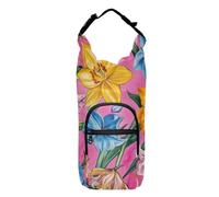 FRODOTGV Bottiglia d'acqua rosa caldo con fiori autunnali narciso per portare l'acqua a piedi per camminare bottiglia d'acqua borsa per il trasporto per escursioni adatta a bottiglie da 20/24/32/4