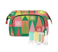 FRODOTGV Bright Geometrico Natale Elementi Modello Sacchetto di Trucco Caso Leggero Sacchetto di Trucco Cosmetico Sacchetto di Trucco delle, Motivo geometrico luminoso con elementi natalizi, 1 Size