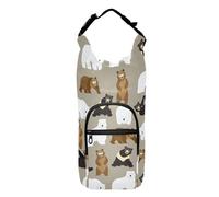 FRODOTGV Brown Bear Polar Black Piccola borsa a tracolla con porta bottiglia d'acqua versatile manica isolata attrezzatura da trekking bottiglie d'acqua zaino adatto per bottiglie da 20/24/32/4 once