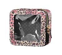 FRODOTGV Buffalo, borsa da viaggio a quadretti, impermeabile, trasparente, per cosmetici, per ragazze, colore: rosso e nero, Motivo leopardato Rosa Nero, Taglia unica