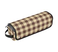 FRODOTGV Buffalo Check Plaid Pattern Brown Hair Tools Borsa da viaggio con tappetino resistente al calore Essenziali da viaggio per le donne Impermeabile Piatto Curling Irong Organizzatore da viaggio,