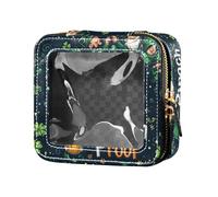 FRODOTGV Buffalo Plaid conigli Happy Easter mini borsa cosmetica trasparente trasparente, 11, 1 Size