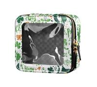 FRODOTGV Buffalo Plaid conigli Happy Easter mini borsa cosmetica trasparente trasparente, 14, 1 Size