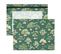 FRODOTGV Bustine per matite bonsai verde scuro in plastica portatile per lettere A4, confezione da 2 articoli per la casa per studenti