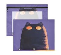 FRODOTGV Bustine per matite con gatto gigante viola, con finestra trasparente, per lettere di carta A4, confezione da 2 pezzi, per studenti e aule