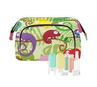 FRODOTGV Camaleonti colorati tra foglie tropicali borse cosmetiche borse da viaggio leggere borse per il trucco da viaggio borsa per il cambio di monete da, Camaleonti colorati tra foglie tropicali, 1