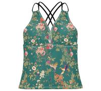 FRODOTGV Canottiera da donna colorata con scollo a V e scollo a V, colore verde fiorito, Colorato Piccolo Liberty Blooming Green, XS