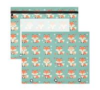FRODOTGV Carino Cartoon Foxes Astuccio Portamatite Portatile Cartelle Tasca per 3 Anelli Raccoglitore 2 Pack Studenti Forniture di Classe