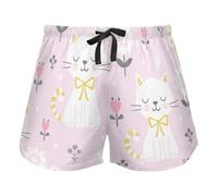FRODOTGV Carino Cat Pajama Bottoms Womens Lounge Shorts for Workout Gym Running,S
