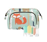 FRODOTGV Carino Fox Bear Green Toiletry Bags Borsa per il trucco leggera con manico Borsa per cambio moneta da donna di grande capacità, Simpatico orso volpe verde, 1 Size