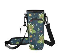 FRODOTGV Carino Frog Gelato Fiore Bottiglia di Acqua Sling Bag 40oz Borsa da Viaggio con Porta Bottiglia D'acqua Borse con Portabottiglie con Cinghia