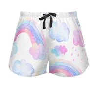 FRODOTGV Carino Pattern Rainbow Pink Blue Women's Pajama Bottoms Casual Workout Pantaloncini Palestra Running Pantaloncini,L