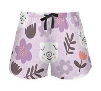 FRODOTGV Carino Pigs Characters Pink Women Pajama Bottoms, Pantaloncini con Pockets per Yoga Running, M