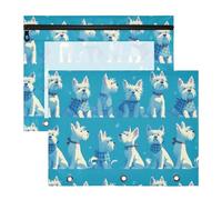 FRODOTGV Cartone animato blu cielo profondo cani raccoglitore matita sacchetti con 3 occhielli rinforzati sacchetto di stoccaggio per A4 lettera di carta 2 pack studenti forniture per ufficio